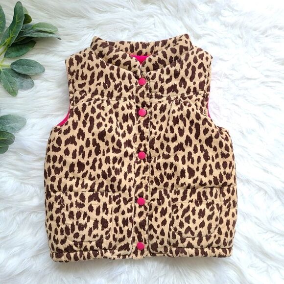 CARTERS Girls Sz 5 Leopard Puffer Vest - Picture 1 of 5